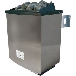 Karibu Saunaofen 9 kW Edelstahl externe Steuerung Je nach Ausführung ist der Saunaofen als klassische finnische Variante oder als Bio-Kombiofen mit Verdampfer erhältlich, inklusive 12 kg Diabassteine