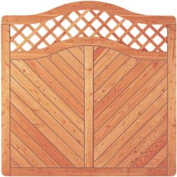 T&J Sichtschutzzaun SKAGEN mit Dekorgitterbogen Lärche Sichtschutz Lamellenzaun SKAGEN Sichtschutzzaun mit Dekorgitterbogen 180x180/165 cm aus Lärche, mit Profilbrettern, Rankstäben und Edelstahlklammerung