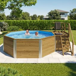 weka Massivholzpool 593 B Komplettset Swimmingpool Wasserkapazität 11,4 m³, Sockelmaß 376x476 cm