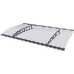 gutta Pultvordach PT-ET Edelstahloptik Dach 160 cm bis 300 cm breit, Aluminiumrahmen mit klarem Acrylglas

