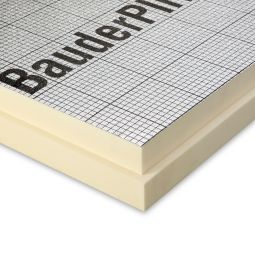 Bauder Dämmplatten mit Stufenfalz PIR FA TE F Dachdämmung beidseitige Deckschicht aus Aluminium, 1200x600 mm (Einbaumaß 1185x585 mm) - verschiedene Stärken