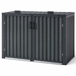 Wellker Mülltonnenbox 2er Metall anthrazit für 120 - 240 L Tonne Mülltonnenverkleidung mit Klappdeckel