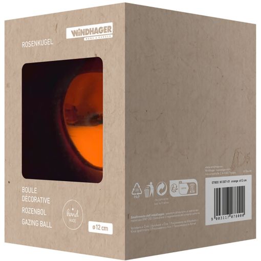 Windhager Rosenkugel mundgeblasen verspiegelt orange 2