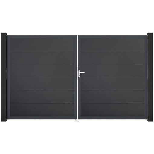 GroJa Doppeltor BasicLine PVC-Steckzaun Anthrazit 2