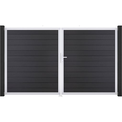 GroJa Doppeltor Solid Steckzaun Anthrazitgrau 2