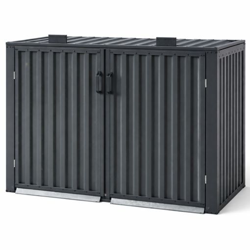 Wellker Mülltonnenbox 2er Metall anthrazit 2
