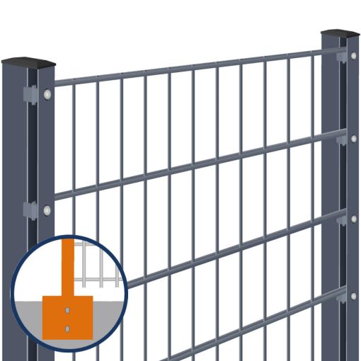 Doppelstabmattenzaun zum Aufdübeln mit Winkelplatte 2