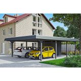 Skan Holz Doppelcarport Wendland mit Schuppen Schiefergrau Unterstand