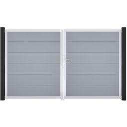 GroJa Doppeltor BasicLine PVC-Steckzaun Silbergrau 3