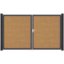 GroJa Doppeltor BasicLine PVC-Steckzaun Asteiche 5