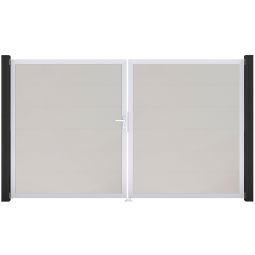 GroJa Doppeltor BasicLine PVC-Steckzaun Weiß 4