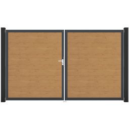 GroJa Doppeltor BasicLine PVC-Steckzaun Asteiche 3