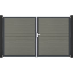 GroJa Doppeltor Solid Steckzaun Grau 4