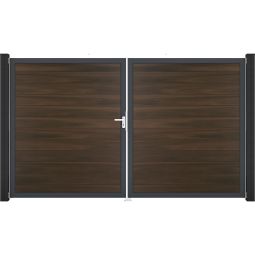 GroJa Doppeltor Solid Steckzaun Walnuss 5