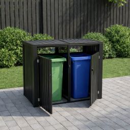 Wellker Mülltonnenbox 2er Metall anthrazit 3