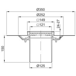 ACO Badablauf Aufsatz 150x150 mm 4