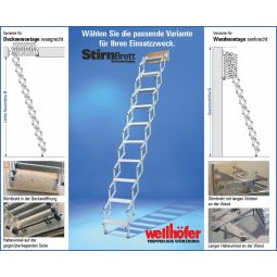Wellhöfer Scherentreppe mit Stirnbrett senkrecht 10