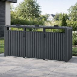 Wellker Mülltonnenbox 3er Metall anthrazit 4