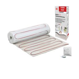 Wellker elektrische Fußbodenheizung TT SELECT Set Comfort inkl. Thermostat programmierbar Speziell zur schwimmenden Verlegung unter Klickvinyl im Badbereich entwickelt, anschlussfertige Heizmatte, energieeffizient, wartungsfrei