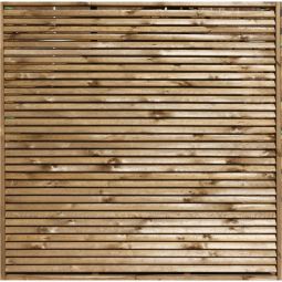 T&J Sichtschutzzaun Lamellenzaun Keruing braun Gefertigt aus Kiefern/Fichtenholz, kesseldruckimprägniert, 180x180 cm, Rahmen ca. 30x60 mm, Leisten 13x65 mm, glatt