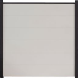GroJa BasicLine PVC-Steckzaun Sichtschutzzaun Weiss Sichtschutz Lamellenzaun PVC-folierte Profile, Bausatz inklusive Distanzstücke & Abschlussprofil, 180x180x1,9 cm