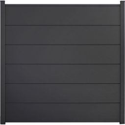 GroJa BasicLine PVC-Steckzaun Sichtschutzzaun Anthrazitgrau Sichtschutz Lamellenzaun PVC-folierte Profile, Bausatz inklusive Distanzstücke & Abschlussprofil, 180x180x1,9 cm
