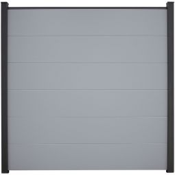 GroJa BasicLine PVC-Steckzaun Sichtschutzzaun Silbergrau Sichtschutz Lamellenzaun PVC-folierte Profile, Bausatz inklusive Distanzstücke & Abschlussprofil, 180x180x1,9 cm
