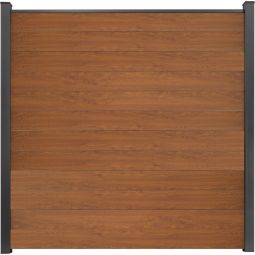 GroJa BasicLine schmal PVC-Steckzaun Sichtschutzzaun Golden Oak Sichtschutz Lamellenzaun Bausatz aus 12 schmalen Füllungen, Stahlverstärkungen, Abschlussprofil und 2 Distanzstücken, 180x180x1,9 cm