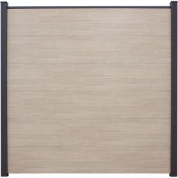 GroJa BasicLine PVC-Steckzaun Sichtschutzzaun Sheffield Oak light Sichtschutz Lamellenzaun PVC-folierte Profile, Bausatz inklusive Distanzstücke & Abschlussprofil, 180x180x1,9 cm