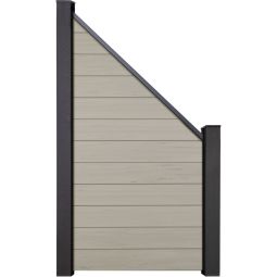 GroJa Solid Steckzaun Sichtschutzzaun Anschluss Bi-Color Sand Sichtschutz Steckzaun Lamellenzaun Bausatz aus 12 Füllungen, 90x180/90x1,9 cm, inklusive Abschlussprofil und Distanzstück-Set
