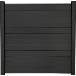 GroJa Solid Steckzaun Sichtschutzzaun Anthrazitgrau Sichtschutz Steckzaun Lamellenzaun Bausatz aus 12 Füllungen, 180x180x1,9 cm, inklusive Abschlussprofil und Distanzstück-Set 