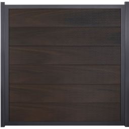 GroJa Viento Sichtschutzzaun Walnuss co-extrudiert mit Alu-Rahmen Anthrazit DB 703 Sichtschutz Lamellenzaun BPC-Designzaun, besonders stabil durch Aluminiumrahmen, individuelle Maßanfertigung möglich