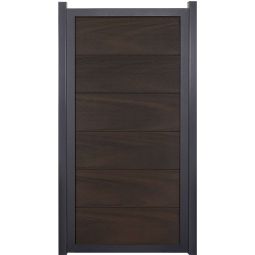 GroJa Viento Sichtschutzzaun Hochkant Walnuss co-extrudiert mit Alu-Rahmen Anthrazit DB 703 Sichtschutz Lamellenzaun BPC-Designzaun, besonders stabil durch Aluminiumrahmen,  90x180x4 cm