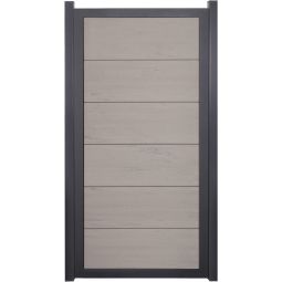 GroJa Viento Sichtschutzzaun Hochkant Bi-Color Sand mit Alu-Rahmen Anthrazit DB 703 Sichtschutz Lamellenzaun BPC-Designzaun, besonders stabil durch Aluminiumrahmen,  90x180x4 cm