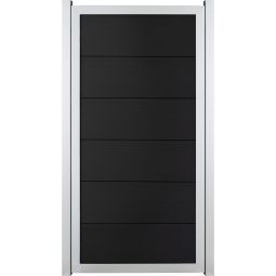 GroJa Viento Sichtschutzzaun Hochkant Anthrazitgrau mit Alu-Rahmen silber EV1 Sichtschutz Lamellenzaun BPC-Designzaun, besonders stabil durch Aluminiumrahmen,  90x180x4 cm