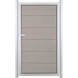 GroJa Einzeltor Viento Sichtschutzzaun Bi-Color Sand  Breite Nut- und Federprofile, stabiler Aluminiumrahmen, 100x180x4 cm groß
