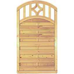 T&J Sichtschutzzaun Antikzaun mit Dekorgitterbogen Sichtschutz Lamellenzaun Antikzaun mit Dekorgitterbogen aus imprägnierter Kiefer/Fichte mit genuteten Lamellen, Edelstahlschrauben und elegantem Rundbogen