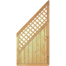 T&J Sichtschutzzaun CLASSIC Senkrecht Anschluss mit Dekorgitter Sichtschutz Lamellenzaun Classic Anschlusszaun Senkrecht mit Dekorgitter aus imprägnierter Fichte, mit Profilbrettern, Rankstäben und Edelstahlklammerung