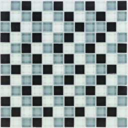 Wellker Glasmosaik Schwarz Grau Weiß 30x30 cm Mosaikfliesen 8 mm vielseitig einsetzbar