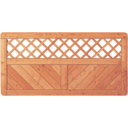 T&J Gartenzaun SKAGEN mit Dekorgitter Lärchenholz Vorgartenzaun Holzzaun Aus Lärchenholz gefertigt, Ecken abgerundet, Maschenweite Dekorgitter ca. 6x6 cm, mit Edelstahlklammern geklammert