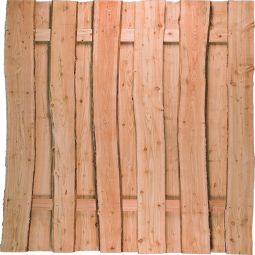 T&J Sichtschutzzaun LANGELAND Lärche Sichtschutz Bohlenzaun Langeland Sichtschutzzaun 180x180 cm aus sägerauer Lärche mit Bast- und Rindenresten, 16 mm stark, mit Edelstahlbefestigung