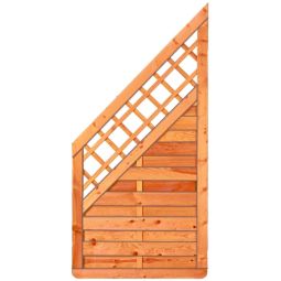 T&J Sichtschutzzaun SUNLINE Abschluss mit Dekorgitter Sichtschutz Lamellenzaun SUNLINE Abschlusszaun 90x180/90 cm aus Kiefer/Fichte, geriffelte Lamellen, Dekorgitter, fungizid vorbehandelt und mit Edelstahl verschraubt