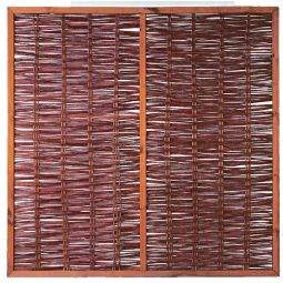 T&J FOGO Weidengeflechtzaun Sichtschutz FOGO Weidengeflechtzaun 180x180 cm aus ölbehandelter Weide mit braun gebeiztem Kieferrahmen 35x45 mm für natürlichen, robusten Sichtschutz