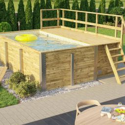 weka Massivholzpool 595 Swimmingpool inkl. Folie blau/mosaik verschiedene Ausführungen