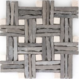 Wellker Natursteinmosaik Multiformat Slate Black Marble Beige 30x30 cm Mosaikfliesen vielseitig einsetzbar