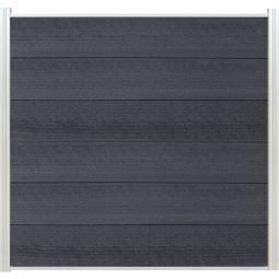 Wellker Sichtschutzzaun Steckzaunelement Cora Line Set WPC anthrazit Sichtschutz Steckzaun Pflegeleichter Sichtschutz aus WPC mit UV-beständiger Coex-Oberfläche, inkl. Aluminiumleisten für einfache Steckmontage