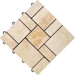 florco Klickfliese Stein Travertine klein 30x30x2,8cm, kombinierbares Klicksystem mit Echtsteinoberfläche
