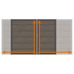 TraumGarten Doppeltor auf Maß Sichtschutzzaun SYSTEM ALU XL Vintage Oak Stabiler Edelstahlrahmen mit Aluminium-Laibung, maßgefertigt, wetterfest, wartungsfrei, inkl. Beschlagsatz und Einsteckschloss