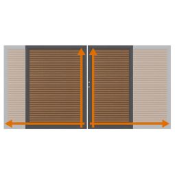 TraumGarten Doppeltor auf Maß Sichtschutzzaun SYSTEM NEO PLATINUM Teak-braun Umlaufender Edelstahl-Aluminium-Doppelrahmen, maßgefertigt, wetterfest, WPC-Füllung, inkl. Schloss, Beschlagsatz, Bodenschieber, Aufhebelschutz, Auflaufstütze