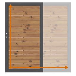 TraumGarten Einzeltor auf Maß Sichtschutzzaun SYSTEM RHOMBUS THERMO-HOLZ Maßgefertigtes Tor aus Thermo-Holz, Rhombus-Lamellen 26x68 mm, pulverbeschichteter Rahmen, wetterfest, variable Größe & Rahmenfarbe